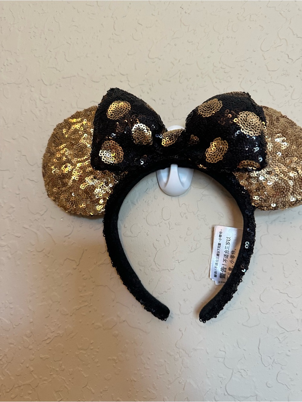 Sequin Minnie Mouse Style Headband - Black and Gold